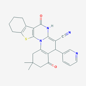 2,2-dimethyl-4,8-dioxo-5-(3-pyridinyl)-1,3,4,5,7,8,9,10,11,12-decahydro-2H-[1]benzothieno[3',2':5,6]pyrimido[1,2-a]quinoline-6-carbonitrile