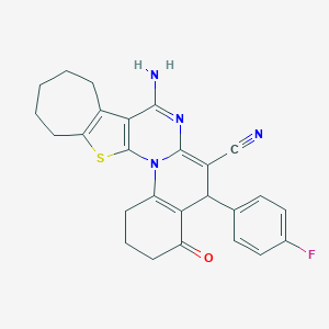 8-amino-5-(4-fluorophenyl)-4-oxo-1,3,4,5,10,11,12,13-octahydro-2H,9H-cyclohepta[4',5']thieno[3',2':5,6]pyrimido[1,2-a]quinoline-6-carbonitrile