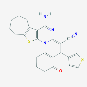 8-amino-4-oxo-5-(3-thienyl)-1,3,4,5,10,11,12,13-octahydro-2H,9H-cyclohepta[4',5']thieno[3',2':5,6]pyrimido[1,2-a]quinolin-6-yl cyanide
