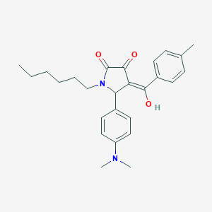 molecular formula C26H32N2O3 B389078 (4E)-5-[4-(dimethylamino)phenyl]-1-hexyl-4-[hydroxy(4-methylphenyl)methylidene]pyrrolidine-2,3-dione CAS No. 309268-74-4