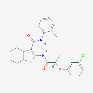 molecular formula C25H25ClN2O3S B389080 2-{[2-(3-chlorophenoxy)propanoyl]amino}-N-(2-methylphenyl)-4,5,6,7-tetrahydro-1-benzothiophene-3-carboxamide 