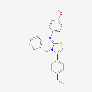 molecular formula C25H24N2OS B389087 N-(3-benzyl-4-(4-ethylphenyl)-1,3-thiazol-2(3H)-ylidene)-N-(4-methoxyphenyl)amine 
