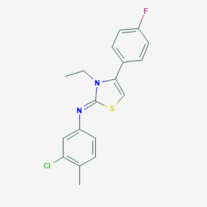 molecular formula C18H16ClFN2S B389089 N-(3-chloro-4-methylphenyl)-N-(3-ethyl-4-(4-fluorophenyl)-1,3-thiazol-2(3H)-ylidene)amine 