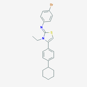 molecular formula C23H25BrN2S B389090 N-(4-bromophenyl)-N-(4-(4-cyclohexylphenyl)-3-ethyl-1,3-thiazol-2(3H)-ylidene)amine 