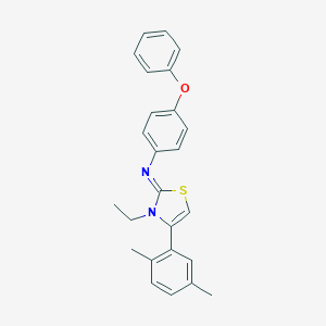 molecular formula C25H24N2OS B389092 N-(4-(2,5-dimethylphenyl)-3-ethyl-1,3-thiazol-2(3H)-ylidene)-N-(4-phenoxyphenyl)amine 