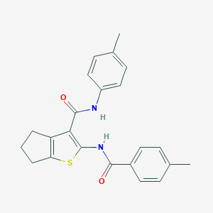 molecular formula C23H22N2O2S B389093 2-[(4-methylbenzoyl)amino]-N-(4-methylphenyl)-5,6-dihydro-4H-cyclopenta[b]thiophene-3-carboxamide 