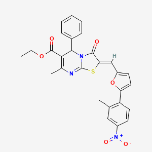molecular formula C28H23N3O6S B3890952 ethyl (2Z)-7-methyl-2-[[5-(2-methyl-4-nitrophenyl)furan-2-yl]methylidene]-3-oxo-5-phenyl-5H-[1,3]thiazolo[3,2-a]pyrimidine-6-carboxylate 