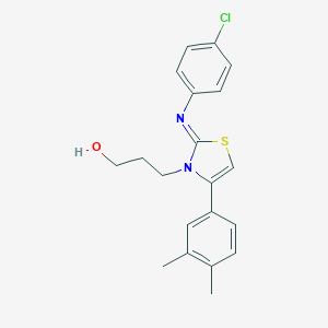 molecular formula C20H21ClN2OS B389096 3-(2-[(4-chlorophenyl)imino]-4-(3,4-dimethylphenyl)-1,3-thiazol-3(2H)-yl)-1-propanol 