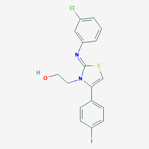 molecular formula C17H14ClIN2OS B389100 2-(2-[(3-chlorophenyl)imino]-4-(4-iodophenyl)-1,3-thiazol-3(2H)-yl)ethanol 