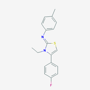 molecular formula C18H17FN2S B389101 N-(3-ethyl-4-(4-fluorophenyl)-1,3-thiazol-2(3H)-ylidene)-N-(4-methylphenyl)amine 