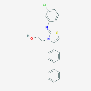 molecular formula C23H19ClN2OS B389103 2-(4-[1,1'-biphenyl]-4-yl-2-[(3-chlorophenyl)imino]-1,3-thiazol-3(2H)-yl)ethanol 