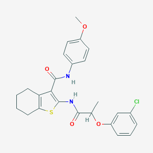 molecular formula C25H25ClN2O4S B389106 2-{[2-(3-chlorophenoxy)propanoyl]amino}-N-(4-methoxyphenyl)-4,5,6,7-tetrahydro-1-benzothiophene-3-carboxamide 