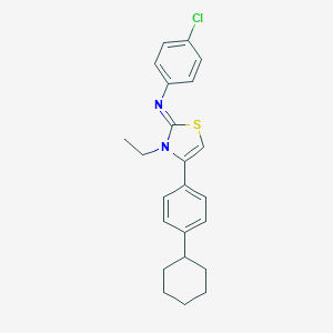molecular formula C23H25ClN2S B389107 N-(4-chlorophenyl)-N-[4-(4-cyclohexylphenyl)-3-ethyl-1,3-thiazol-2(3H)-yliden]amine 