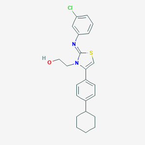molecular formula C23H25ClN2OS B389108 2-(2-[(3-chlorophenyl)imino]-4-(4-cyclohexylphenyl)-1,3-thiazol-3(2H)-yl)ethanol 