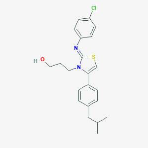 molecular formula C22H25ClN2OS B389109 3-[2-[(4-Chlorophenyl)imino]-4-(4-isobutylphenyl)-1,3-thiazol-3-yl]-1-propanol 