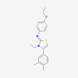 molecular formula C21H24N2OS B389112 4-(3,4-二甲苯基)-N-(4-乙氧基苯基)-3-乙基-2-噻唑啉亚胺 