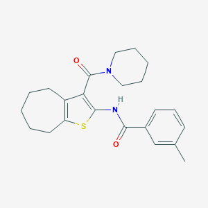 molecular formula C23H28N2O2S B389121 3-methyl-N~1~-[3-(piperidinocarbonyl)-5,6,7,8-tetrahydro-4H-cyclohepta[b]thiophen-2-yl]benzamide 