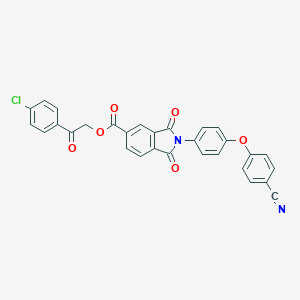 molecular formula C30H17ClN2O6 B389124 2-(4-Chlorophenyl)-2-oxoethyl 2-[4-(4-cyanophenoxy)phenyl]-1,3-dioxo-5-isoindolinecarboxylate 