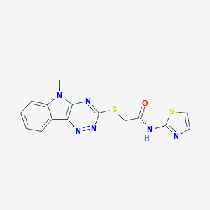 molecular formula C15H12N6OS2 B389126 2-[(5-methyl-5H-[1,2,4]triazino[5,6-b]indol-3-yl)sulfanyl]-N-(1,3-thiazol-2-yl)acetamide 