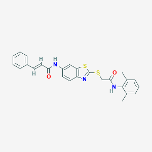 molecular formula C26H23N3O2S2 B389134 N-(2-{[2-(2,6-dimethylanilino)-2-oxoethyl]sulfanyl}-1,3-benzothiazol-6-yl)-3-phenylacrylamide 