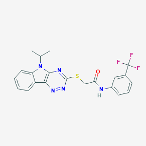 molecular formula C21H18F3N5OS B389135 2-[(5-isopropyl-5H-[1,2,4]triazino[5,6-b]indol-3-yl)sulfanyl]-N-[3-(trifluoromethyl)phenyl]acetamide 