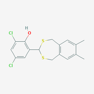 molecular formula C17H16Cl2OS2 B389169 2,4-Dichloro-6-(7,8-dimethyl-1,5-dihydro-2,4-benzodithiepin-3-yl)phenol 