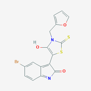 B389170 5-bromo-3-[3-(2-furylmethyl)-4-oxo-2-thioxo-1,3-thiazolidin-5-ylidene]-1,3-dihydro-2H-indol-2-one CAS No. 298685-08-2