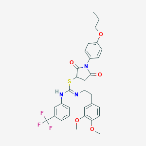 molecular formula C31H32F3N3O5S B389173 2,5-dioxo-1-(4-propoxyphenyl)pyrrolidin-3-yl N-[2-(3,4-dimethoxyphenyl)ethyl]-N'-[3-(trifluoromethyl)phenyl]carbamimidothioate 