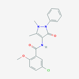 molecular formula C19H18ClN3O3 B389176 5-chloro-N-(1,5-dimethyl-3-oxo-2-phenyl-2,3-dihydro-1H-pyrazol-4-yl)-2-methoxybenzamide 