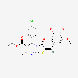 molecular formula C26H25ClN2O6S B3891760 ethyl (2E)-5-(4-chlorophenyl)-7-methyl-3-oxo-2-[(3,4,5-trimethoxyphenyl)methylidene]-5H-[1,3]thiazolo[3,2-a]pyrimidine-6-carboxylate 
