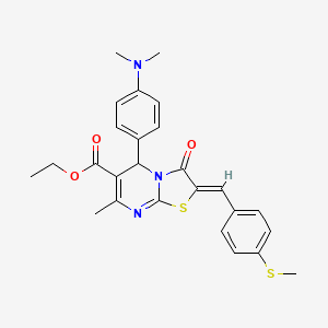 molecular formula C26H27N3O3S2 B3891798 ethyl (2Z)-5-[4-(dimethylamino)phenyl]-7-methyl-2-[(4-methylsulfanylphenyl)methylidene]-3-oxo-5H-[1,3]thiazolo[3,2-a]pyrimidine-6-carboxylate 