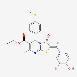 molecular formula C24H21BrN2O4S2 B3891807 ethyl (2Z)-2-[(3-bromo-4-hydroxyphenyl)methylidene]-7-methyl-5-(4-methylsulfanylphenyl)-3-oxo-5H-[1,3]thiazolo[3,2-a]pyrimidine-6-carboxylate 