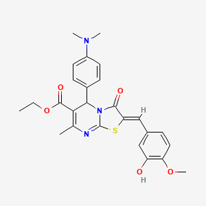 molecular formula C26H27N3O5S B3891829 ethyl (2Z)-5-[4-(dimethylamino)phenyl]-2-(3-hydroxy-4-methoxybenzylidene)-7-methyl-3-oxo-2,3-dihydro-5H-[1,3]thiazolo[3,2-a]pyrimidine-6-carboxylate 