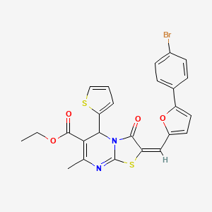 molecular formula C25H19BrN2O4S2 B3891838 ethyl 2-{[5-(4-bromophenyl)-2-furyl]methylene}-7-methyl-3-oxo-5-(2-thienyl)-2,3-dihydro-5H-[1,3]thiazolo[3,2-a]pyrimidine-6-carboxylate 