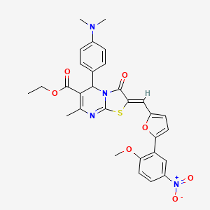 molecular formula C30H28N4O7S B3891846 ethyl (2Z)-5-[4-(dimethylamino)phenyl]-2-[[5-(2-methoxy-5-nitrophenyl)furan-2-yl]methylidene]-7-methyl-3-oxo-5H-[1,3]thiazolo[3,2-a]pyrimidine-6-carboxylate 