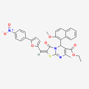 molecular formula C32H25N3O7S B3891865 ETHYL (2E)-5-(2-METHOXYNAPHTHALEN-1-YL)-7-METHYL-2-{[5-(4-NITROPHENYL)FURAN-2-YL]METHYLIDENE}-3-OXO-2H,3H,5H-[1,3]THIAZOLO[3,2-A]PYRIMIDINE-6-CARBOXYLATE 