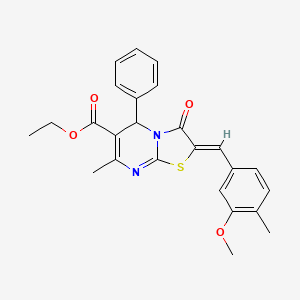 molecular formula C25H24N2O4S B3891867 ethyl 2-(3-methoxy-4-methylbenzylidene)-7-methyl-3-oxo-5-phenyl-2,3-dihydro-5H-[1,3]thiazolo[3,2-a]pyrimidine-6-carboxylate 
