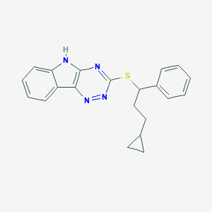 3-[(3-Cyclopropyl-1-phenylpropyl)sulfanyl]-5H-[1,2,4]triazino[5,6-b]indole