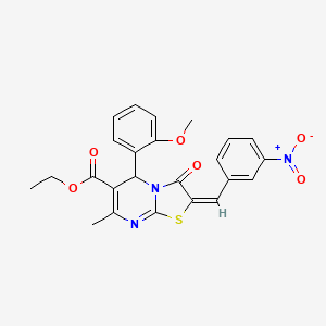 molecular formula C24H21N3O6S B3891884 ethyl 5-(2-methoxyphenyl)-7-methyl-2-(3-nitrobenzylidene)-3-oxo-2,3-dihydro-5H-[1,3]thiazolo[3,2-a]pyrimidine-6-carboxylate 