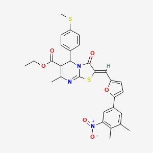 molecular formula C30H27N3O6S2 B3891897 ethyl (2Z)-2-[[5-(3,4-dimethyl-5-nitrophenyl)furan-2-yl]methylidene]-7-methyl-5-(4-methylsulfanylphenyl)-3-oxo-5H-[1,3]thiazolo[3,2-a]pyrimidine-6-carboxylate 