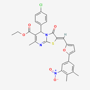 molecular formula C29H24ClN3O6S B3891904 ethyl 5-(4-chlorophenyl)-2-{[5-(3,4-dimethyl-5-nitrophenyl)-2-furyl]methylene}-7-methyl-3-oxo-2,3-dihydro-5H-[1,3]thiazolo[3,2-a]pyrimidine-6-carboxylate 