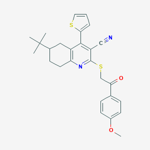 molecular formula C27H28N2O2S2 B389191 6-Tert-butyl-2-[2-(4-methoxyphenyl)-2-oxoethyl]sulfanyl-4-thiophen-2-yl-5,6,7,8-tetrahydroquinoline-3-carbonitrile CAS No. 313379-63-4