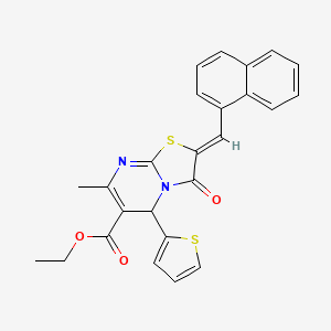 molecular formula C25H20N2O3S2 B3891912 ethyl (2Z)-7-methyl-2-(naphthalen-1-ylmethylidene)-3-oxo-5-thiophen-2-yl-5H-[1,3]thiazolo[3,2-a]pyrimidine-6-carboxylate 