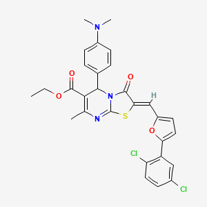 molecular formula C29H25Cl2N3O4S B3891921 ethyl (2Z)-2-[[5-(2,5-dichlorophenyl)furan-2-yl]methylidene]-5-[4-(dimethylamino)phenyl]-7-methyl-3-oxo-5H-[1,3]thiazolo[3,2-a]pyrimidine-6-carboxylate 