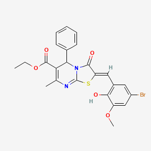 molecular formula C24H21BrN2O5S B3891926 ethyl (2Z)-2-[(5-bromo-2-hydroxy-3-methoxyphenyl)methylidene]-7-methyl-3-oxo-5-phenyl-5H-[1,3]thiazolo[3,2-a]pyrimidine-6-carboxylate 