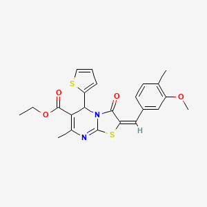 molecular formula C23H22N2O4S2 B3891937 ethyl (2E)-2-[(3-methoxy-4-methylphenyl)methylidene]-7-methyl-3-oxo-5-thiophen-2-yl-5H-[1,3]thiazolo[3,2-a]pyrimidine-6-carboxylate 