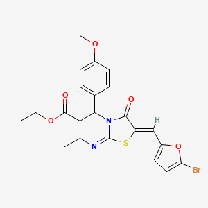 molecular formula C22H19BrN2O5S B3891942 ethyl (2Z)-2-[(5-bromofuran-2-yl)methylidene]-5-(4-methoxyphenyl)-7-methyl-3-oxo-2,3-dihydro-5H-[1,3]thiazolo[3,2-a]pyrimidine-6-carboxylate 
