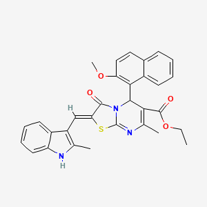 molecular formula C31H27N3O4S B3891946 ethyl 5-(2-methoxy-1-naphthyl)-7-methyl-2-[(2-methyl-1H-indol-3-yl)methylene]-3-oxo-2,3-dihydro-5H-[1,3]thiazolo[3,2-a]pyrimidine-6-carboxylate 