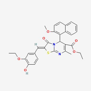 molecular formula C30H28N2O6S B3891951 ethyl (2Z)-2-[(3-ethoxy-4-hydroxyphenyl)methylidene]-5-(2-methoxynaphthalen-1-yl)-7-methyl-3-oxo-5H-[1,3]thiazolo[3,2-a]pyrimidine-6-carboxylate 