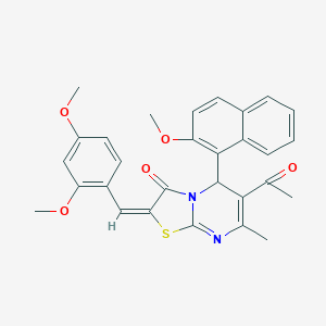 molecular formula C29H26N2O5S B389197 6-acetyl-2-(2,4-dimethoxybenzylidene)-5-(2-methoxy-1-naphthyl)-7-methyl-5H-[1,3]thiazolo[3,2-a]pyrimidin-3(2H)-one 